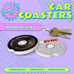 Throwback pop cd-auto-onderzetters - NSYNC, jaren 90, Y2K 2000, retro, cadeau voor verjaardag, kerst