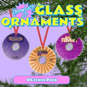 Disney Channel Retro Throwback CD Christmas Ornaments (3" Round Glass) - Hannah Montana, That's So Raven, Wizards of Waverly Place