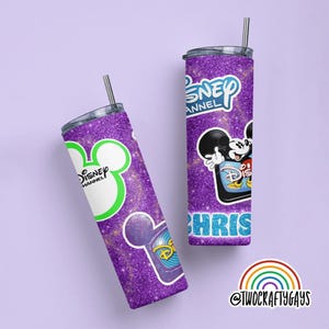 Disney Channel Logos Personalized Glitter Tumbler Cup (1990s, 90s, 2000s, Y2K)