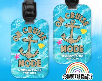 Cruise Line Personalized Luggage Tag (On Cruise Mode, Carnival, Royal Caribbean, Disney Cruise, Celebrity, Princess, Virgin, Norwegian)