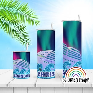 Cruise Line Personalized Tumbler Cup for Royal Caribbean - Northern Lights (Alaskan Cruise)