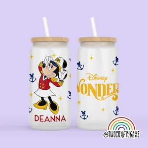 Disney Cruise Line Personalized Libbey Beer Can Glass (Minnie, Cruise Vacation, Wish, Wonder, Fantasy, Dream, Magic, Tumbler, Disney Gifts)
