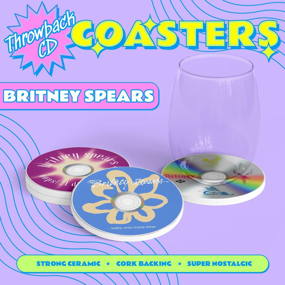 Throwback Pop Throwback Pop CD Coasters - Britney Spears, 90s, Y2K 2000s, Retro, Gift ...