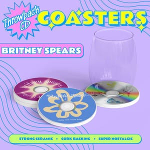 Throwback Pop CD Coasters - Britney Spears, 90s, Y2K 2000s, Retro, Gift for Birthday, Christmas Present