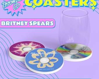 Throwback Pop CD Coasters - Britney Spears, 90s, Y2K 2000s, Retro, Gift for Birthday, Christmas Present