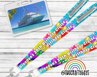 Personalized Lanyard Holder for Birthday Cruise ID Badge (Disney, Carnival, Royal Caribbean, Celebrity, Princess Cruise Key Strap)