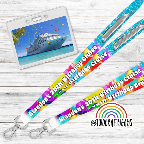 Personalized Lanyard Holder for Birthday Cruise ID Badge (Disney, Carnival, Royal Caribbean, Celebrity, Princess Cruise Key Strap)