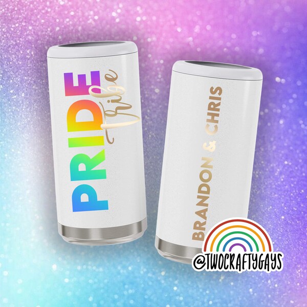 Pride Tribe Slim Can Coolers for Hard Seltzer  (LGBT Gay Wedding, Honeymoon, Bachelor, Bachelorette Party, Nonbinary, Groom, Bride)