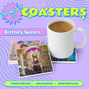 Throwback Pop CD Coasters - Britney Spears, 90s, Y2K 2000s, Retro, Gift for Birthday, Christmas Present