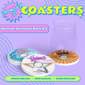 Posavasos con CD de Disney Channel: Hannah Montana, Miley Cyrus, regalo de los años 2000 (año 2000)