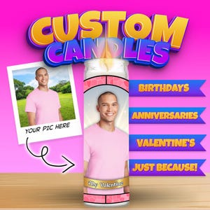Custom Photo Personalized Prayer Candle, Funny unique gift for Birthday, Anniversary, Just Because, Memorial, Valentine, Christmas, Funeral)