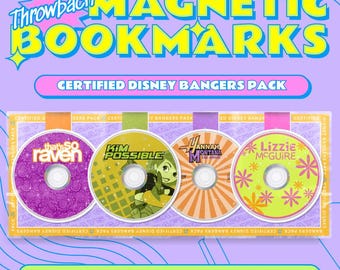 Marcapáginas magnéticos estilo Y2K de los años 2000 - Protectores de páginas holográficos - Disney Channel Raven, Kimpossible, Hannah Montana, Lizzie McGuire