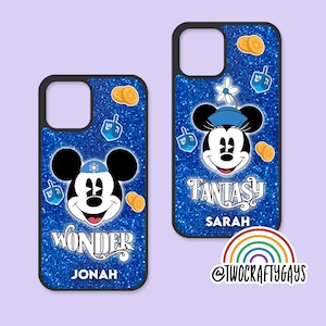 Disney Personalized Hanukkah Phone Case for iPhone and Android (Mickey, Minnie, Disneyland, Very Merry Christmas, Cruise Line, Chanukah)