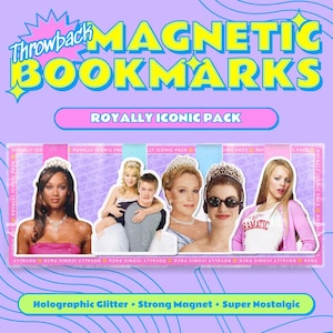 Throwback Y2K 2000s Magnetic Bookmarks- Holographic Book Page Savers - Disney Channel Princess Diaries, Mean Girls, Cinderella Story