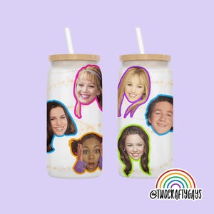 Disney Channel Libbey Beer Can Glass (Lizzie McGuire, Hannah Montana, Raven, Hilary Duff, Miley Cyrus, Even Stevens, 2000s, Y2K)