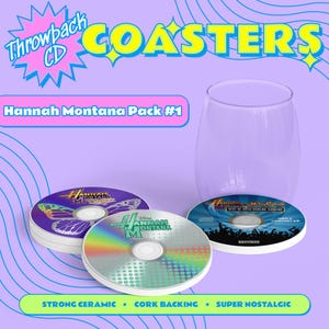 Posavasos con CD de Disney Channel: Hannah Montana, Miley Cyrus, regalo de los años 2000 (año 2000)