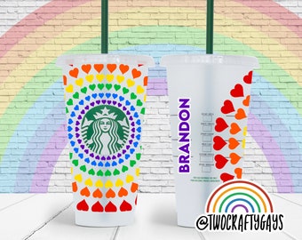 Pride Hearts Starbucks Personalized Tumbler Cup