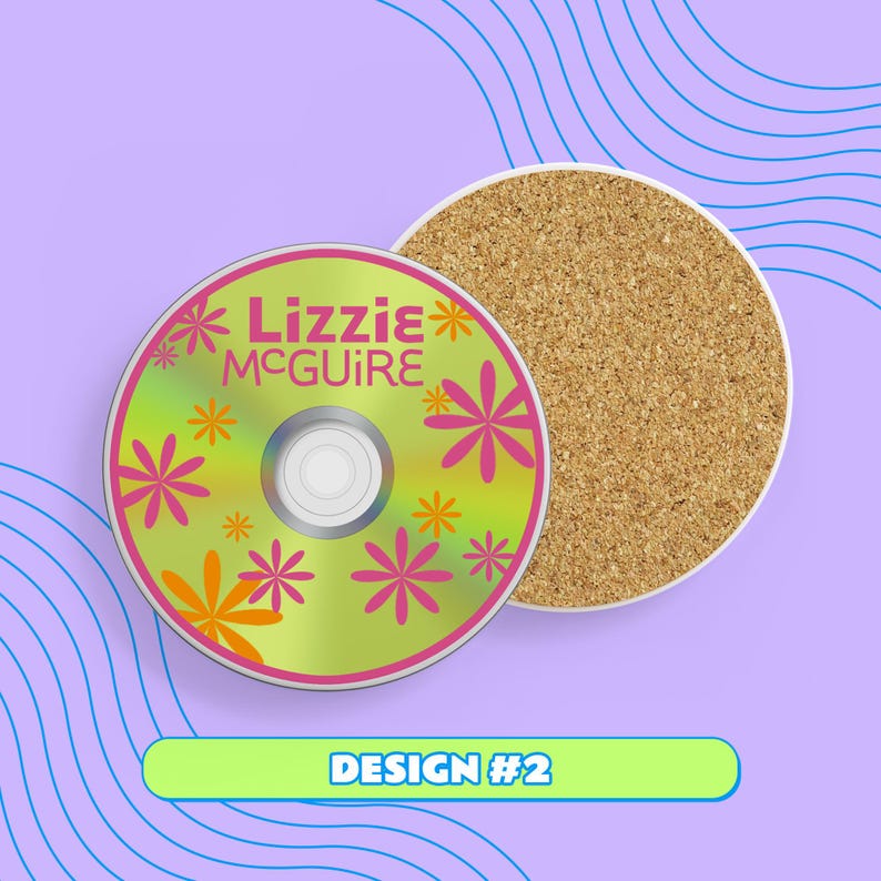 Hilary Duff CD-Untersetzer – Retro-Keramikuntersetzer im Stil der 2000er-Jahre, Lizzie McGuire-Nostalgie, Hilary Duff Weihnachtsgeschenk Design #2
