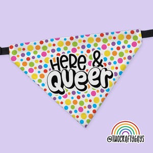Here and Queer Dog Collar Bandana (LGBT Gay Pride Rainbow LGBTQ LGBTQIA+ Equality)