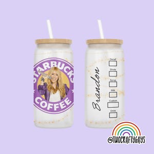 Hannah Montana Personalized Starbucks Libbey Beer Can Glass (Miley Cyrus, Disney Channel, Y2K, 2000s, Gifts for Her, Birthday, Bachelorette)