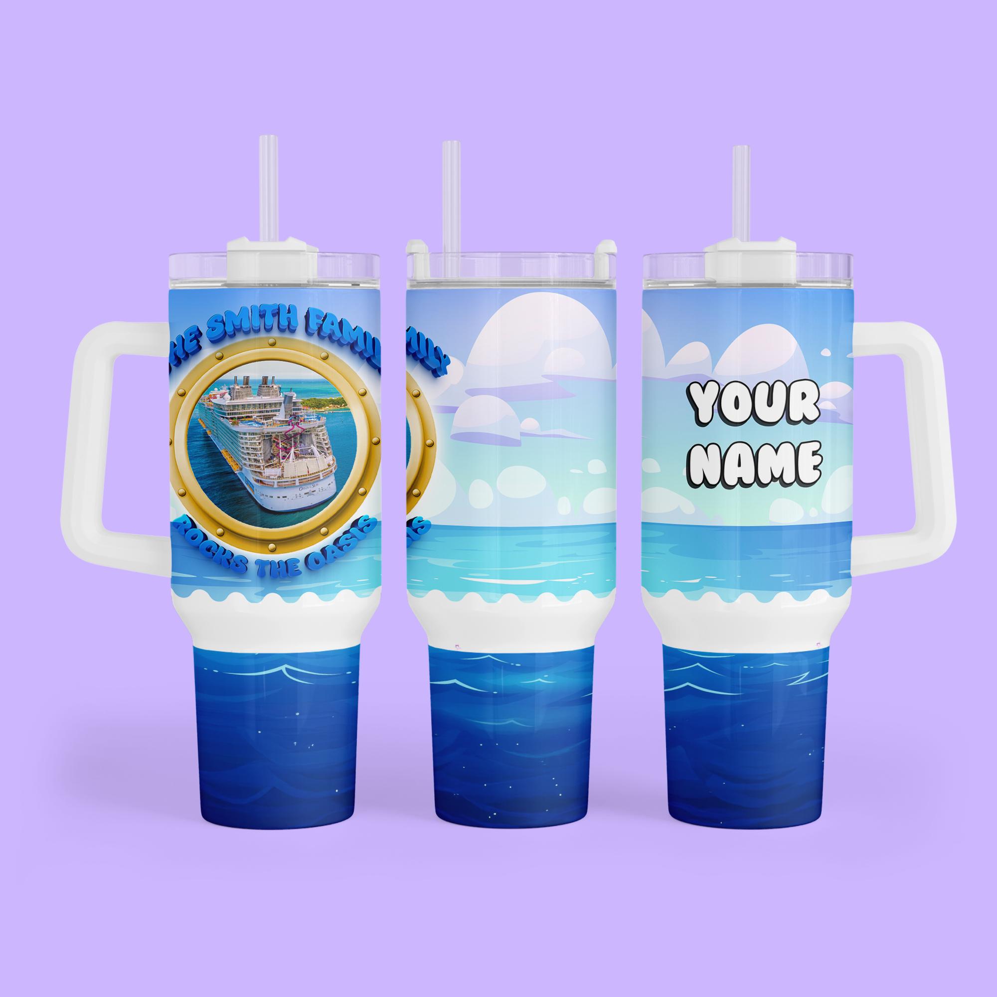 Discover Personalized Royal Caribbean Cruise Tumbler- 40 oz Stainless Travel Cup with Handle for Vacation
