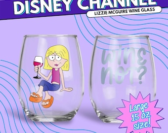 Lizzie McGuire Wine Glass - Y2K 2000s Throwback, Disney Channel, Hilary Duff, Gift