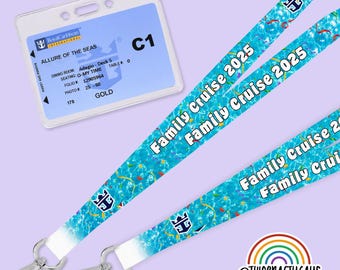 Personalized Lanyard Holder for Cruise ID Badge (Lanyard, Family Reunion Royal Caribbean Cruise Key Strap)