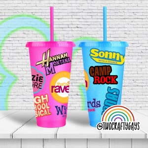Disney Channel Tumbler Cup (Lizzie McGuire, Hannah Montana, That's So Raven, High School Musical, Hilary Duff, Miley Cyrus, Wizards)