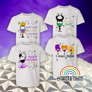Disney Villain Wine Glass Shirts (Epcot Drinking Around the World Showcase)