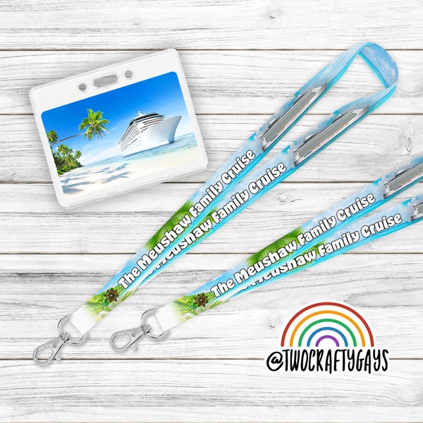 Lanyard Holder for Cruise ID Badge (Personalized Family Reunion, Disney, Carnival, Royal Caribbean, Celebrity, Princess Cruise Key Strap)
