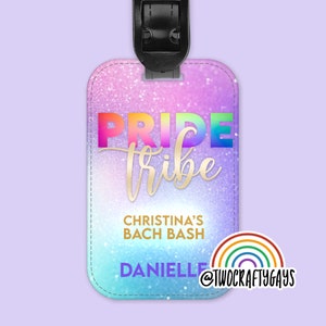 LGBT Luggage Tags &quot;Pride Tribe&quot; for Gay Pride Wedding, Honeymoon, or Bachelor/Bachelorette Party