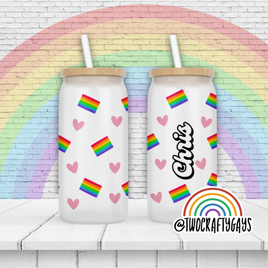 Pride Flags 16 Oz. Libbey Beer Can Glass LGBTQ, Gay, Trans, Pansexual