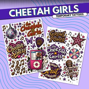 Tatuajes temporales de Cheetah Girls - Raven - Estilo retro de Disney Channel de los años 2000 - Recuerdos para fiestas de cumpleaños, regalos para rellenar calcetines navideños