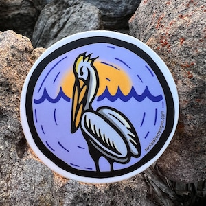 Perched Pelican- Vinyl Sticker