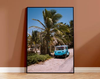 Cozumel Mexico Photo Print: Jeep, Surf School, Tropical Decor (Digital Download)