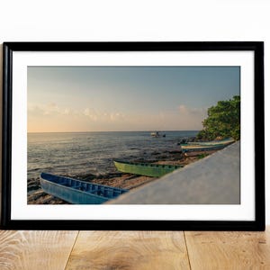 Cozumel Mexico Sunset Print: Boat on Pacific Ocean (Digital Download)