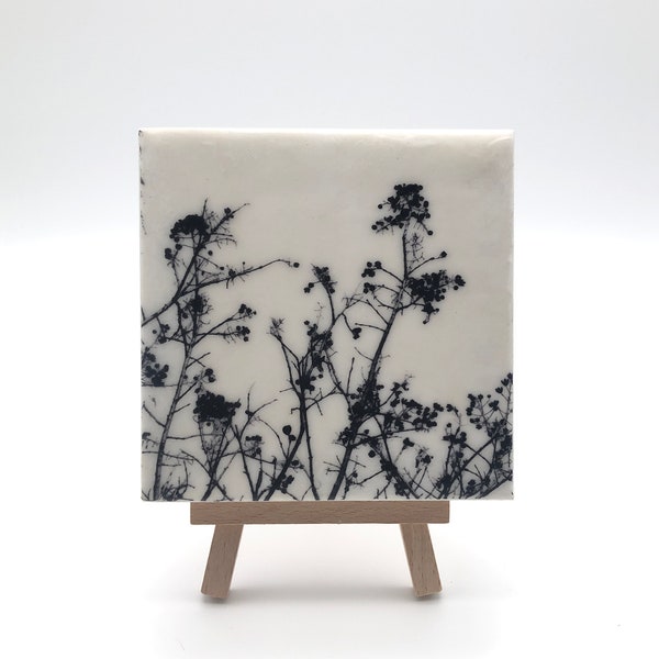 Tiny Art - House Warming Holiday Gift - Leaves Myrtle - Original Encaustic Photography - Tree - Minimalism - Painting