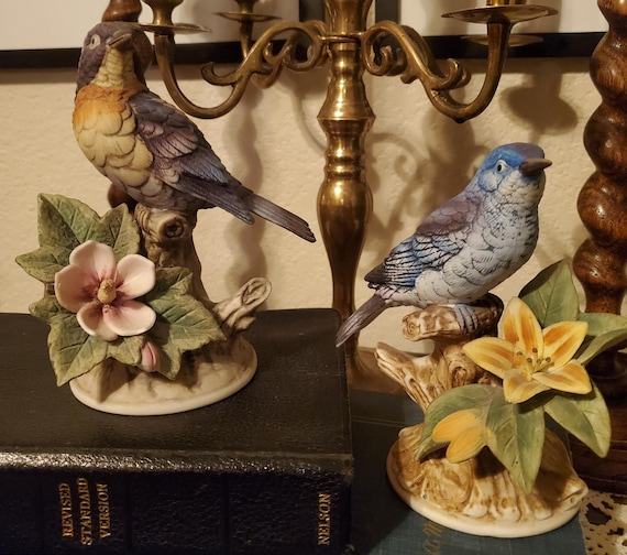 Vintage Andrea by Sadek Bird Figurines: Mountain Bluebird & Parula