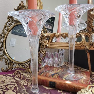 Vintage discontinued Cristal d&#39;Arques Vincennes clear crystal candle holders