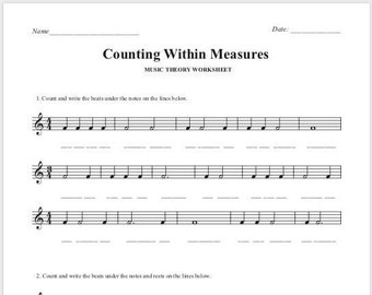 Counting Beats Music Theory Worksheet — Rhythm Music Theory Worksheet Printable