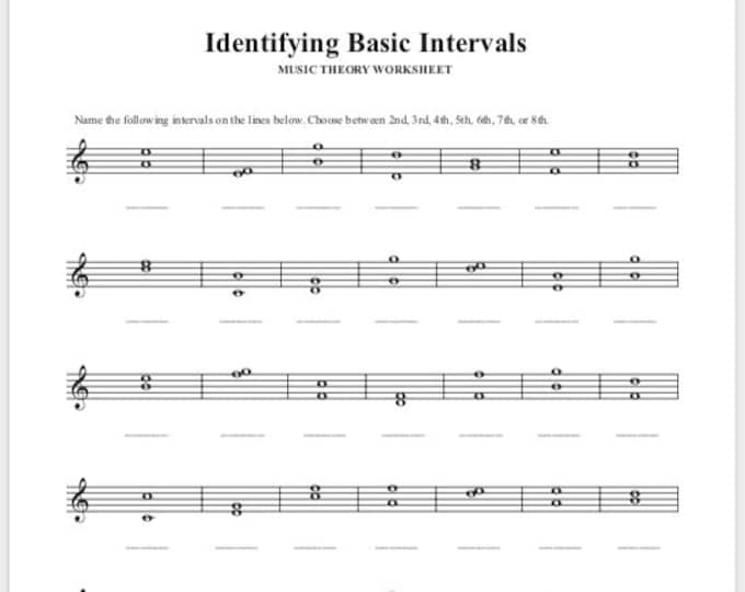 Identifying Basic Intervals Music Theory Worksheet Printable Interval Identifying Basic Intervals Music Theory Worksheet Printable Interval