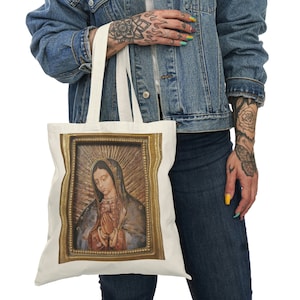Unsere Dame von Guadelupe Natürliche Einkaufstasche, Guadelupe Tasche, katholische Tasche, Muttertasche, Mary Tasche