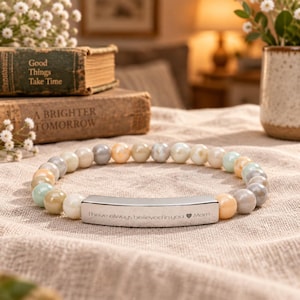 Personalized Engravable Stone Bar Bracelet | Custom Engraved Bracelet | Bridesmaids Gift | Birthday 1st Communion Confirmation Grad Gift