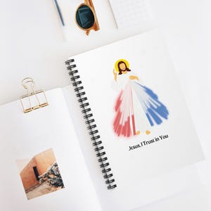 Divine Mercy Spiral Notebook - Ruled Line, Jesus i trust in you notebook, prayer journal, mass Journal, Catholic journal image 1
