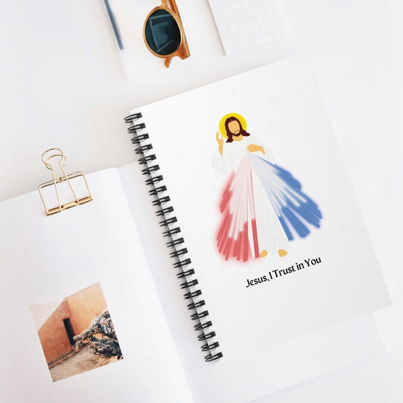 Divine Mercy Spiral Notebook - Ruled Line, Jesus i trust in you notebook, prayer journal, mass Journal, Catholic journal image 1
