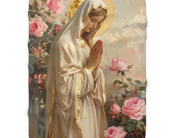 Virgin Mary Blanket | Marian Devotion Throw | Catholic Throw | Baptism First Communion Gift | RCIA/OCIA Gift | Catholic Gift for Home