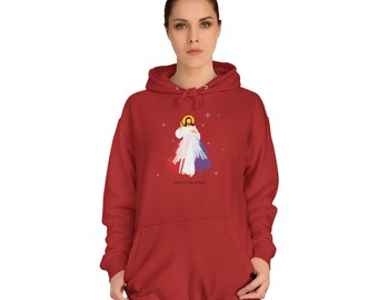 Divine Mercy Unisex College Hoodie, Catholic Hoodie, Catholic Sweater, Catholic Clothing