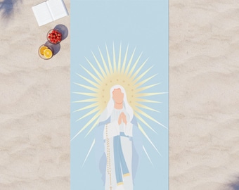 Blessed Mother Boho Beach Cloth, our Lady Beach Cloth, Catholic Beach towel, Virgin Mary Beach Blanket, RCIA/OCIA Gift, Catholic Gift