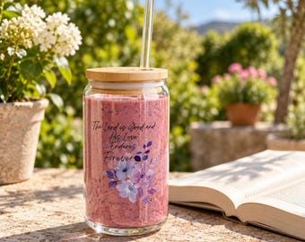 Psalm 100: 5 The Lord is Good Sipper Glass, Iced Coffee Cup, Faith Coffee Tumbler, Scripture Coffee Mug, Bible Verse Tumbler, RCIA/OCIA Gift