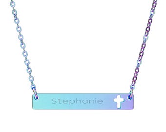 Collar con barra grabada personalizada / Regalo personalizado para damas de honor / Regalo de graduación / Regalo para la Primera Comunión o Confirmación (para recordar a un ser querido fallecido)